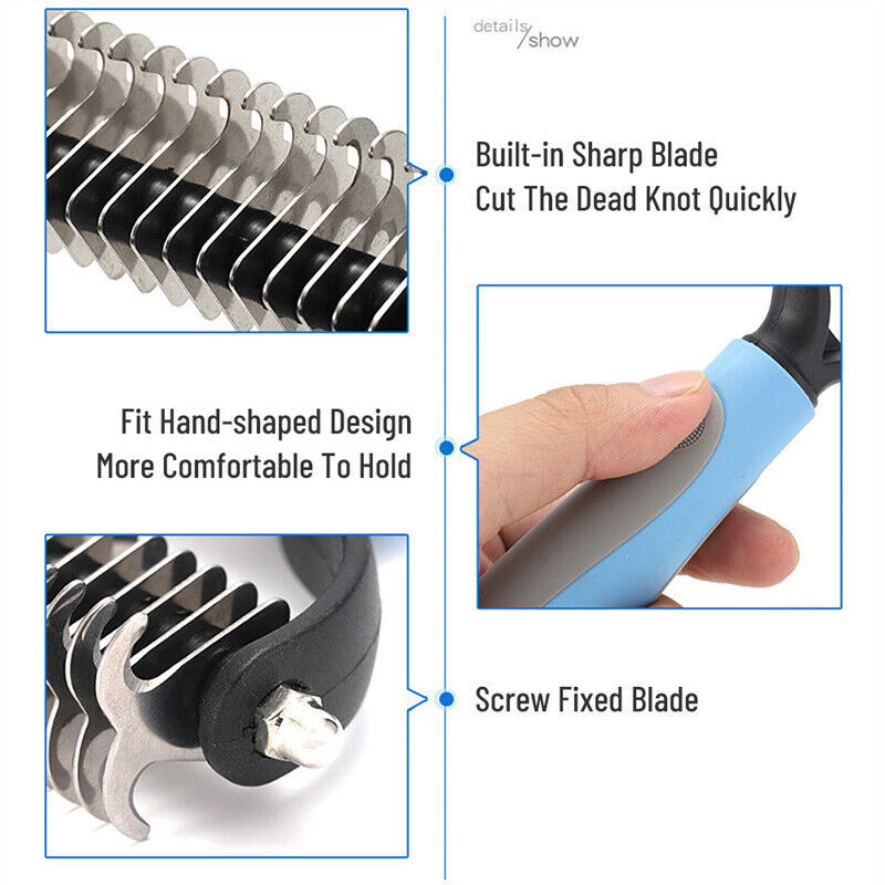 Grooming Brush For Pet Dog Cat Deshedding Tool Rake