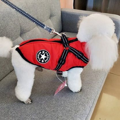 Waterproof Dog Clothes Winter Dog Coat With Harnes
