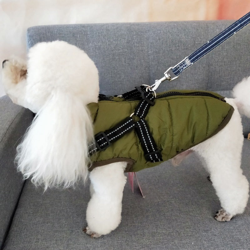 Waterproof Dog Clothes Winter Dog Coat With Harnes