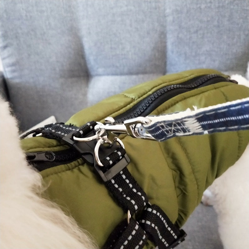 Waterproof Dog Clothes Winter Dog Coat With Harnes
