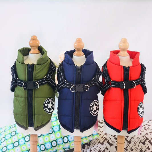 Waterproof Dog Clothes Winter Dog Coat With Harnes