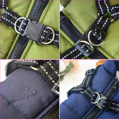 Waterproof Dog Clothes Winter Dog Coat With Harnes