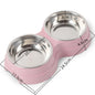 Double Pet Bowls Dog Food Water Feeder Stainless Steel Pet Drinking 