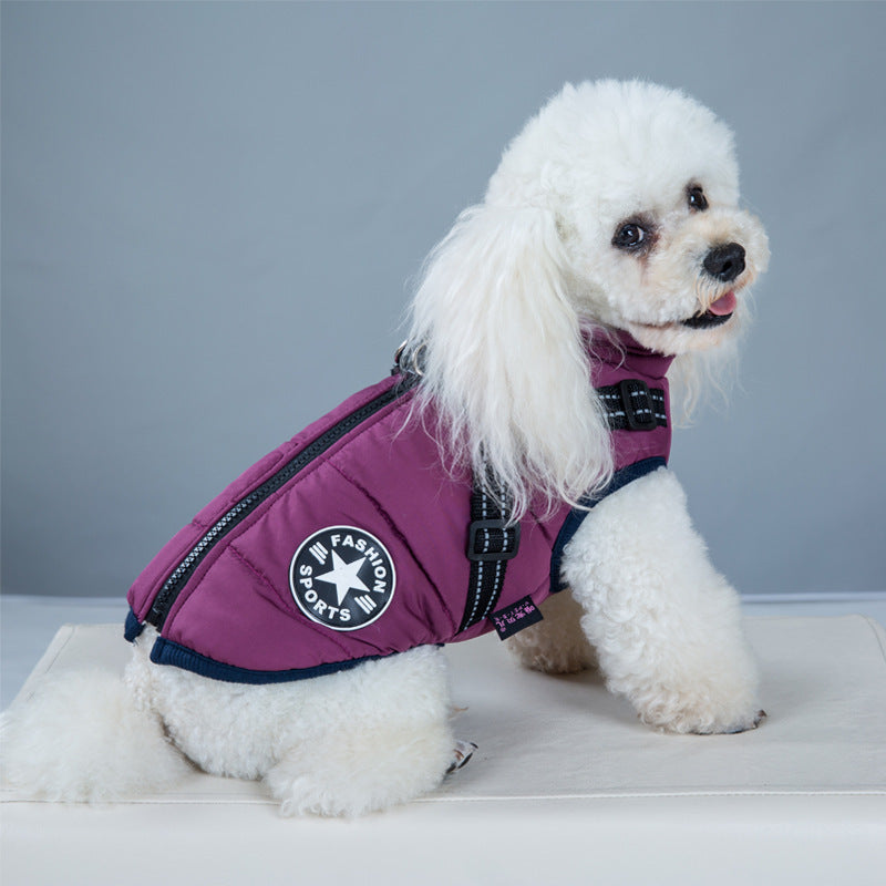 Waterproof Dog Clothes Winter Dog Coat With Harnes