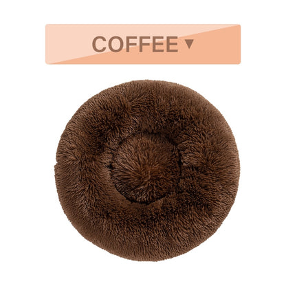 Fluffy Donut Dog Bed Warm Soft Long Plush
