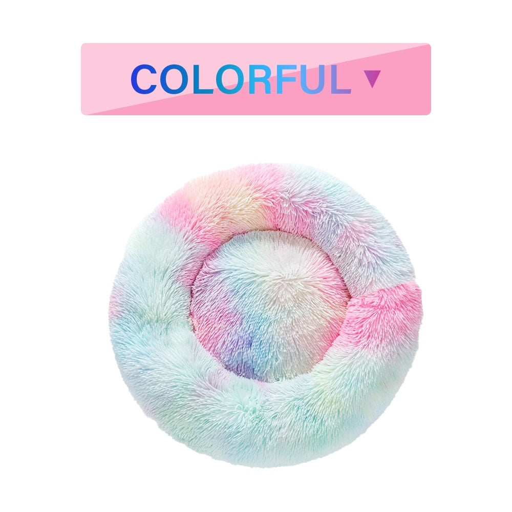 Fluffy Donut Dog Bed Warm Soft Long Plush