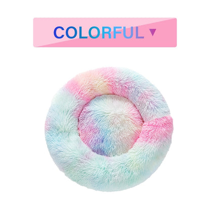 Fluffy Donut Dog Bed Warm Soft Long Plush
