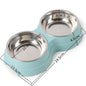 Double Pet Bowls Dog Food Water Feeder Stainless Steel Pet Drinking 