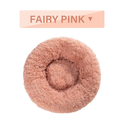 Fluffy Donut Dog Bed Warm Soft Long Plush